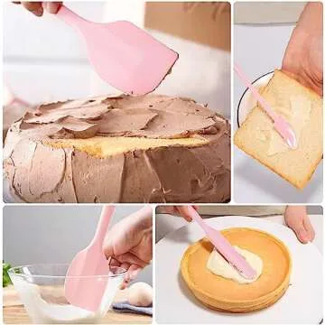 DUFEIMOY 5 Piece Pink Silicone Spatula Set, Heat Resistant Rubber Spatulas Set, Silicone Kitchen Utensils Set Dishwasher Safe for Nonstick Cookware Baking Cooking