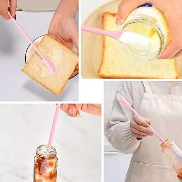 DUFEIMOY 5 Piece Pink Silicone Spatula Set, Heat Resistant Rubber Spatulas Set, Silicone Kitchen Utensils Set Dishwasher Safe for Nonstick Cookware Baking Cooking