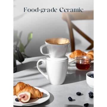 DOWAN Pour Over Coffee Maker, Non-Electric Pour Over Coffee Dripper, Manual Brew Maker, Single Cups Porcelain Slow Brewing Accessories for Gifts,White