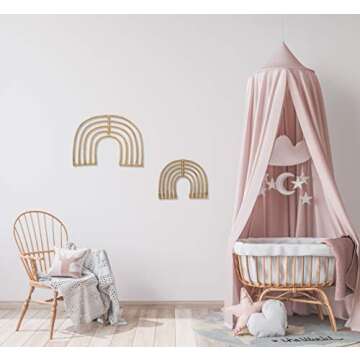 Lucky Love Rattan Rainbow Nursery Decor & Mountain Decor| Baby Room Wall Decor for Baby Girl or Baby Boy