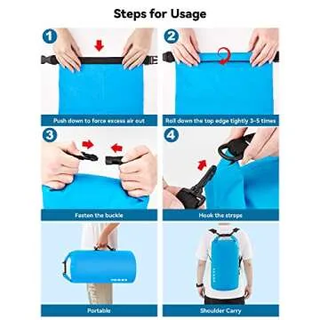 HEETA Waterproof Dry Bag for Women Men (Upgraded Version), Roll Top Lightweight Dry Storage Bag Backpack with Emergency Whistle for Travel, Swimming, Boating, Kayaking, Camping, Beach (Blue, 5L)