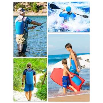 HEETA Waterproof Dry Bag for Women Men (Upgraded Version), Roll Top Lightweight Dry Storage Bag Backpack with Emergency Whistle for Travel, Swimming, Boating, Kayaking, Camping, Beach (Blue, 5L)