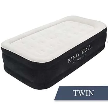 King Koil Luxury Twin Air Mattress with Built in Pump, 20” Double High Twin Size Premium Airbed, Inflatable Blow Up Mattress, Waterproof, 1-Year Warranty