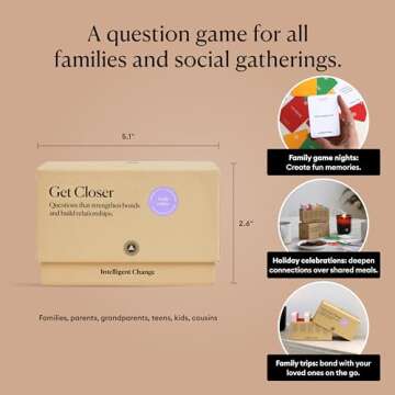 Intelligent Change Get Closer: Family Bonding Question Card Game, Conversation Starters with Fun Questions & Activities, Fun Talking Card Game for Families, Icebreaker Card Deck, 100 Question Cards