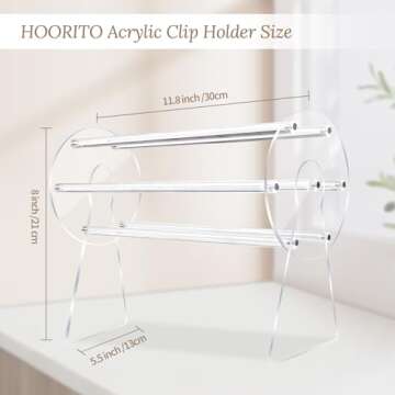 HOORITO Acrylic Hair Accessories Organizer Holder,360-Degree Rotating Claw Clip Organizer,Hair Clip ...