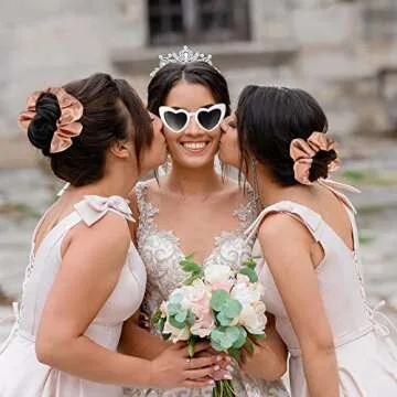 Loanzeg Satin Bridesmaid Scrunchies Set of 6 for Bridal Gifts
