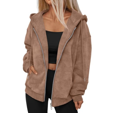 Trendy Queen Zip Up Hoodies for Women Acid Wash Oversized Sweatshirts Fall Cute Y2k Clothes Winter J...