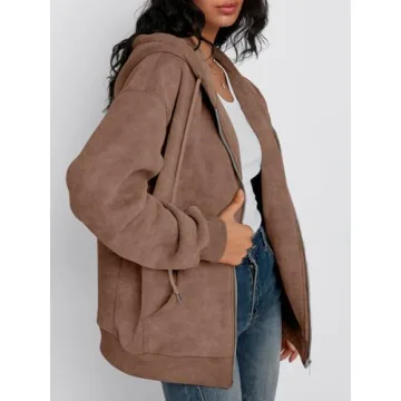 Trendy Queen Zip-Up Hoodie for Women Oversized Vintage Style