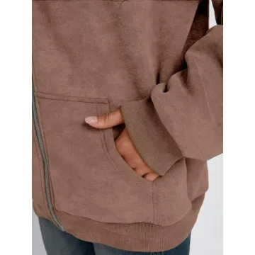 Trendy Queen Zip-Up Hoodie for Women Oversized Vintage Style