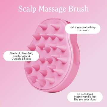 Rizos Curls Scalp Massage Brush, Remove Buildup, Stimulate Scalp Supporting Hair Health & Growth, Remove Dandruff Soothing Scalp, Comfortable Hold, Pink