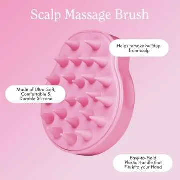 Rizos Curls Scalp Massage Brush, Remove Buildup, Stimulate Scalp Supporting Hair Health & Growth, Remove Dandruff Soothing Scalp, Comfortable Hold, Pink