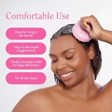 Rizos Curls Scalp Massage Brush, Remove Buildup, Stimulate Scalp Supporting Hair Health & Growth, Remove Dandruff Soothing Scalp, Comfortable Hold, Pink
