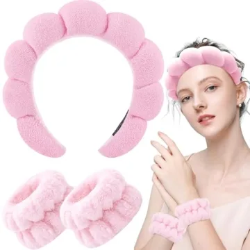 Zkptops Spa Headband and Wristband for Skincare