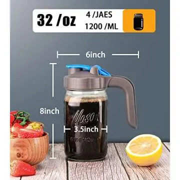 Glass Mason Jar 32 oz Pitcher, 4 Pack Quart Mason Jar Pitcher with Wide Mouth Airtight Lid, Heavy Duty Glass Pitcher for Cold Brew, Ice Tea, Coffee, Sun Tea, Juice, Breastmilk