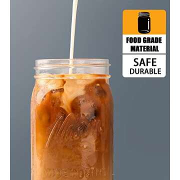 Glass Mason Jar 32 oz Pitcher, 4 Pack Quart Mason Jar Pitcher with Wide Mouth Airtight Lid, Heavy Duty Glass Pitcher for Cold Brew, Ice Tea, Coffee, Sun Tea, Juice, Breastmilk