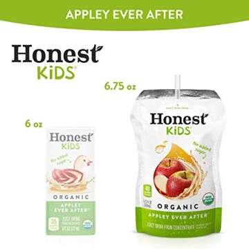 Honest Kids Appley Ever After, Apple Organic Fruit Juice Drink, 6.75 Fl Oz (32 Pack)
