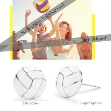 Volleyball Earrings Sterling Silver Sports Earrings Stud for Women Teen Girls Mom Sports Fan for Party Birthday Jewelry Mothers Day Gifts
