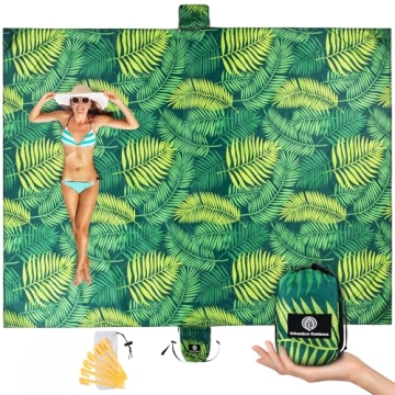 URBANECO OUTDOORS Lightweight Beach Blanket - Oversized 107" x 77" - Waterproof Sandproof - Double A...