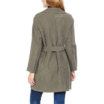 Auliné Collection Womens Peach Skin Asymmetrical Belted Lightweight Anorak Jacket No Zip Olive S