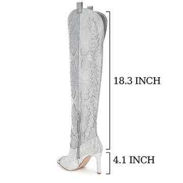 CKSNDLF Women's Rhinestone Over The Knee Cowboy Boots - Sparkly Fashion Statement