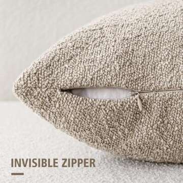 Foindtower Pack of 2 Textured Boucle Throw Pillow Covers Neutral Accent Solid Decorative Pillow Case...