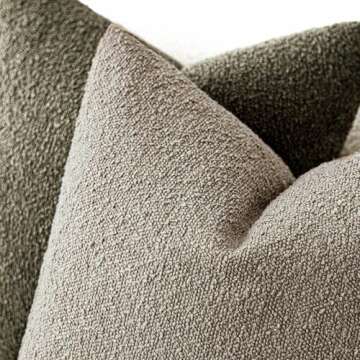 Foindtower Pack of 2 Textured Boucle Throw Pillow Covers Neutral Accent Solid Decorative Pillow Cases Cozy Woven Couch Cushion Case for Sofa Bedroom Living Room Home Decor 20x20 Inch Light Khaki Tan