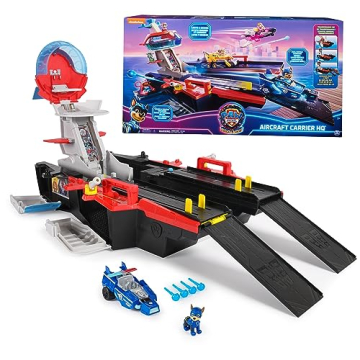 PAW Patrol: The Mighty Movie Aircraft Carrier HQ - Chase Action Figure Included