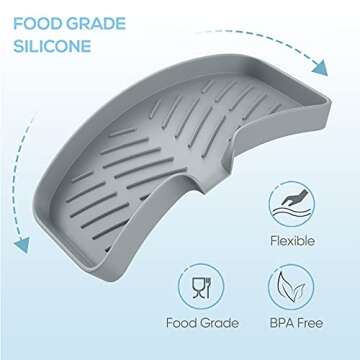 Kitchen Sink Soap Sponge Tray Self Draining Premium Silicone Soap Holder for Bathroom Caddy Organizer for Dish Soap Bottle,Soap Dispenser