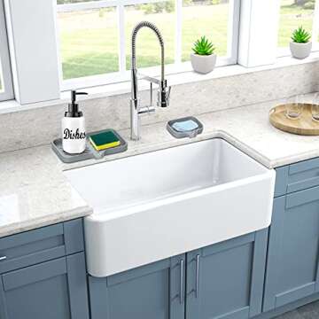 Kitchen Sink Soap Sponge Tray Self Draining Premium Silicone Soap Holder for Bathroom Caddy Organizer for Dish Soap Bottle,Soap Dispenser