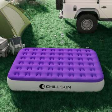 CHILLSUN Queen Air Mattress with Built in Pump,Elevated Durable Inflatable Mattresses with Storage Bag,13" Fast&Easy Inflating Blow Up Airbed,Camping Accessories for Travel&Guests&Home