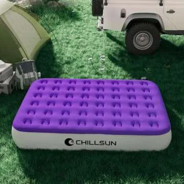 CHILLSUN Queen Air Mattress with Built in Pump,Elevated Durable Inflatable Mattresses with Storage Bag,13" Fast&Easy Inflating Blow Up Airbed,Camping Accessories for Travel&Guests&Home
