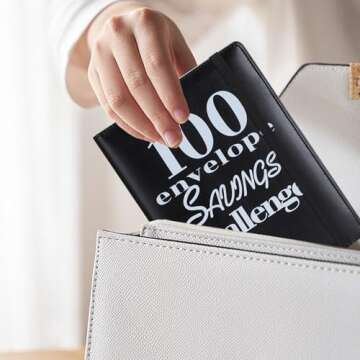 NICOOTH 100 Envelopes Money Saving Challenge Binder - A5 Savings Challenge Book (Black)