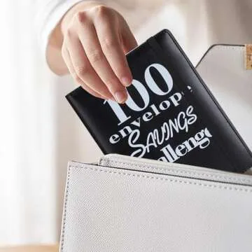 NICOOTH 100 Envelopes Money Saving Challenge Binder - A5 Savings Challenge Book (Black)