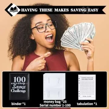 NICOOTH 100 Envelopes Money Saving Challenge Binder - A5 Savings Challenge Book (Black)