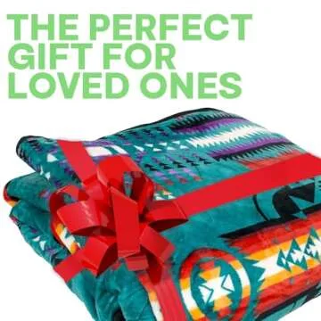 Sacred Thread Fleece Blanket 79"x95" South Western Blankets, Reversible Mexican Blankets Vibrant Aztec Blankets and Throws for Aztec Decor for Home, Native American Throw Blanket Flannel Lake Queen