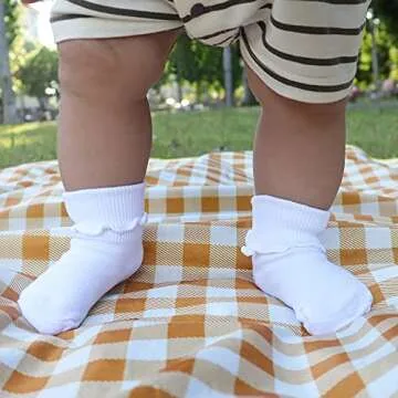 Xiyadun Ruffle Edge Ankle Socks for Infants and Toddlers