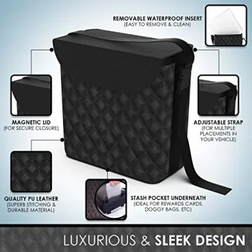LUXXE Black Leather Car Trash Can - Stylish & Functional