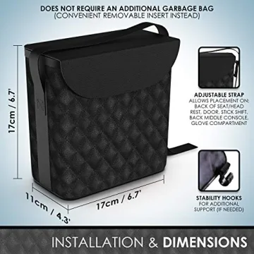 LUXXE Black Leather Car Trash Can - Stylish & Functional