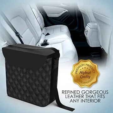 LUXXE Black Leather Car Trash Can - Stylish & Functional