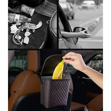 LUXXE Black Leather Car Trash Can - Stylish & Functional
