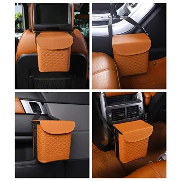 LUXXE Black Leather Car Trash Can - Stylish & Functional