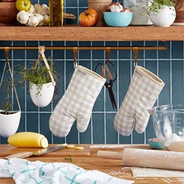KitchenAid Gingham Oven Mitts Heat Resistant Cotton Set