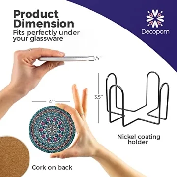 Mandala Drink Coasters with Holder - 8 Set for Drinks