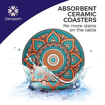 Mandala Drink Coasters with Holder - 8 Set for Drinks