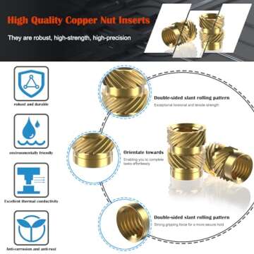 Ktehloy 400Pcs Threaded Inserts - Brass Insertion Kit for 3D Printing and Plastic Applications
