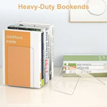 DRLIFE Clear Acrylic Bookends for Stylish Organization