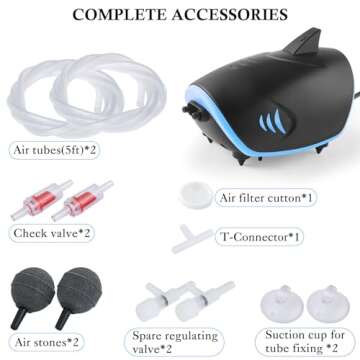 HITOP Shark-Shaped Quiet Aquarium Air Pump for Up to 100 Gallons