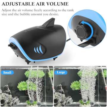 HITOP Shark-Shaped Quiet Aquarium Air Pump for Up to 100 Gallons