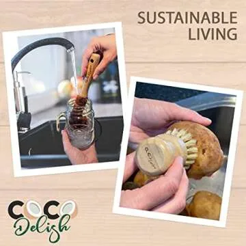 Coco Enviro Natural Bamboo Dish Cleaning Brush Set of 8 - Eco Friendly Bottle Brush Dish Scrub - Sustainable Cleaning Tools - Dish Brushes