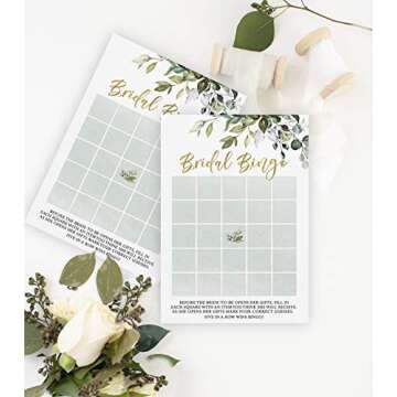 Printed Party Bridal Shower Games – Bingo Game with Blank Squares to Guess The Bride’s Gifts, Fu...